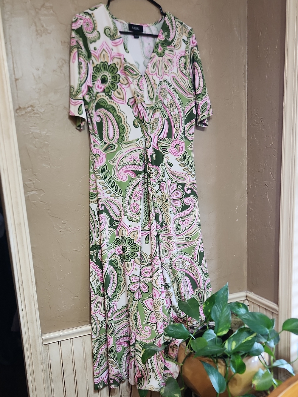 Lush Pink & Green Paisley Midi Dress